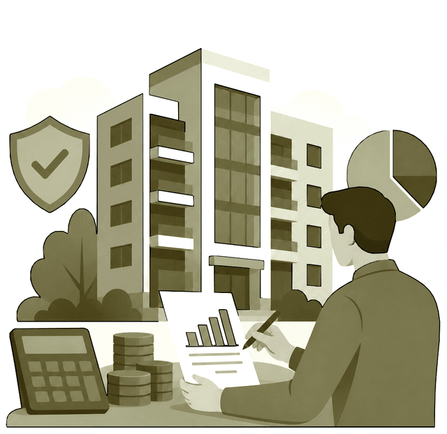 Ilustración de gestión financiera transparente del consorcio