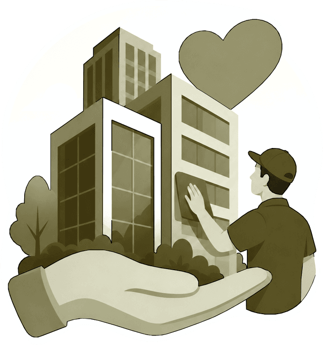 Ilustración de mantenimiento y cuidado del edificio